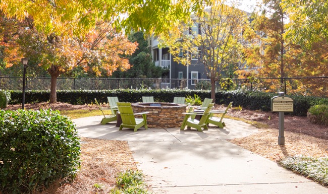 Resident fire pit with seating.