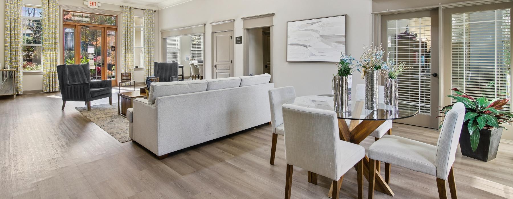 a spacious room with ample natural light